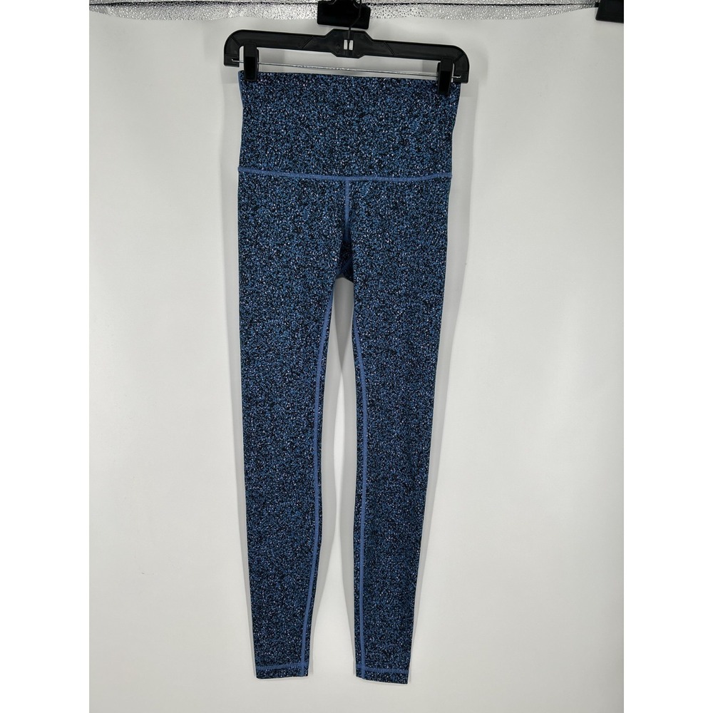 Lululemon Wunder Under Leggings Womens Size 6 Blue Flashback Static Full Length